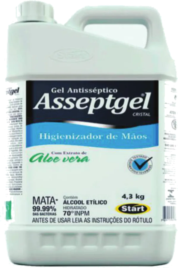 Galão de 4,3 kg de gel antisséptico Asseptgel com extrato de aloe vera, higienizador de mãos